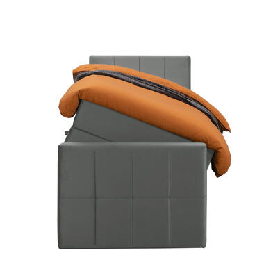 Boxspring met opbergruimte en voetbord Liv geblokt - grijs - 90x200cm - Leen Bakker