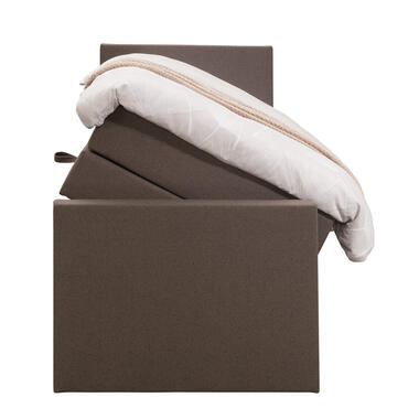 Boxspring met opbergruimte en voetbord Liv egaal - donkerbruin - 90x200cm - Leen Bakker