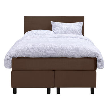 Boxspring Liv egaal - bruin - 120x200 cm - ronde poot - Leen Bakker