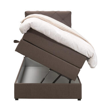 Boxspring met opbergruimte Liv geruit - donkerbruin - 90x200 cm - Leen Bakker