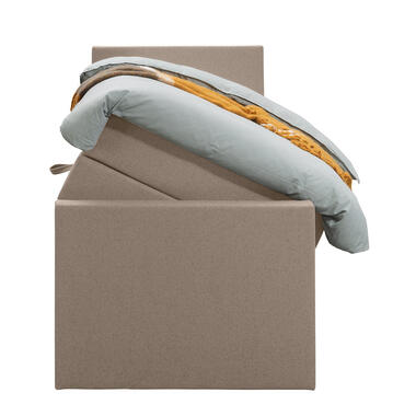Boxspring met opbergruimte en voetbord Liv egaal - beige - 90x200cm - Leen Bakker