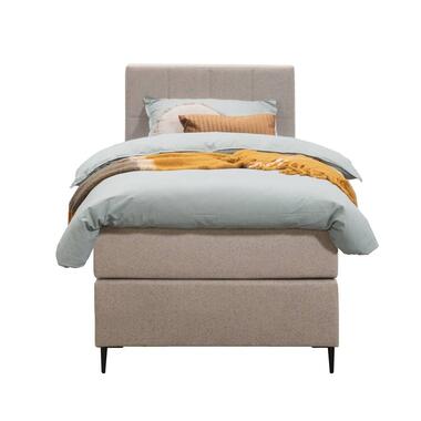 Boxspring Liv geblokt - beige - 90x200 cm - slanke poot - Leen Bakker