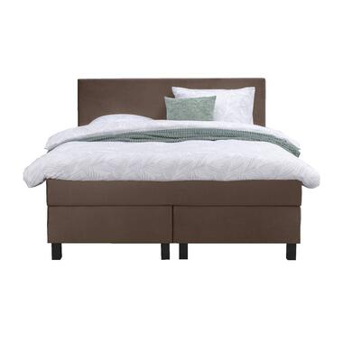 Boxspring Liv egaal - bruin - 140x200 cm - vierkante poot - Leen Bakker