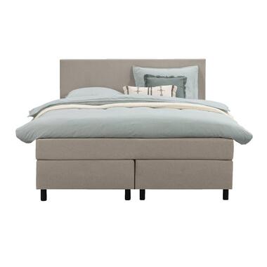 Boxspring Liv egaal - beige - 140x200 cm - ronde poot - Leen Bakker