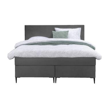Boxspring Liv egaal - grijs - 140x200 cm - slanke poot - Leen Bakker