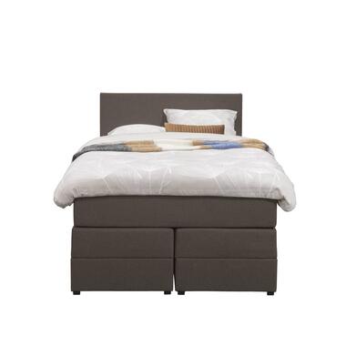 Boxspring met opbergruimte Liv egaal - donkerbruin - 120x200 cm - Leen Bakker
