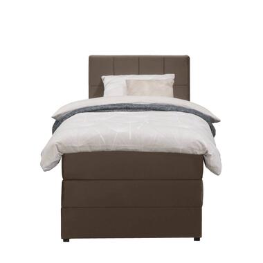 Boxspring met opbergruimte Liv geblokt - bruin - 90x200 cm - Leen Bakker
