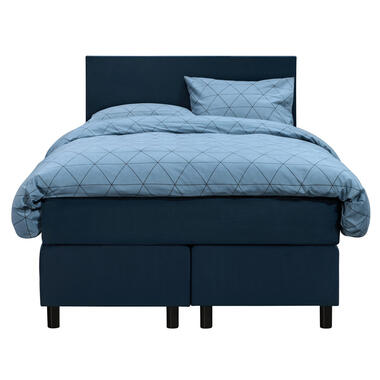 Boxspring Liv egaal - blauw - 120x200 cm - ronde poot - Leen Bakker