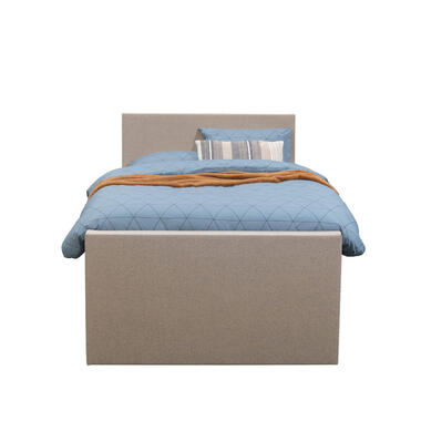 Boxspring met voetbord Liv egaal - beige - 120x200 cm - vierkante poot - Leen Bakker