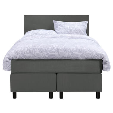 Boxspring Liv egaal - grijs - 120x200 cm - ronde poot - Leen Bakker