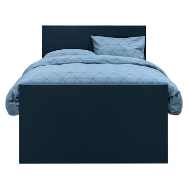 Boxspring met voetbord Liv egaal - blauw - 120x200 cm - vierkante poot - Leen Bakker