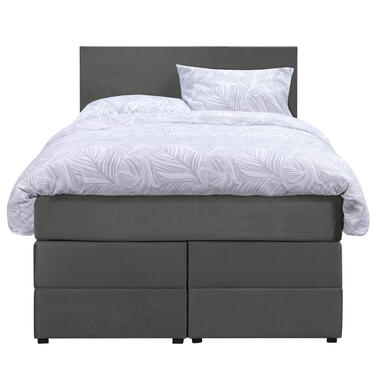 Boxspring met opbergruimte Liv egaal - grijs - 120x200 cm - Leen Bakker