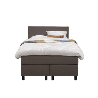 Boxspring Liv egaal - donkerbruin - 120x200 cm - ronde poot - Leen Bakker