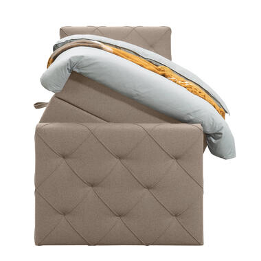 Boxspring met opbergruimte en voetbord Liv geruit - beige - 90x200cm - Leen Bakker