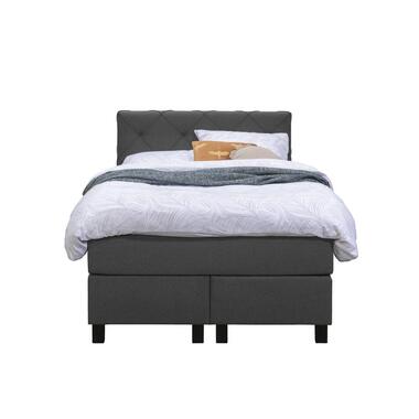 Boxspring Liv geruit - antraciet - 120x200 cm - vierkante poot - Leen Bakker