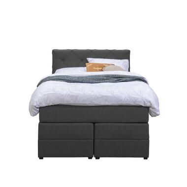 Boxspring met opbergruimte Liv geruit - antraciet - 120x200 cm - Leen Bakker