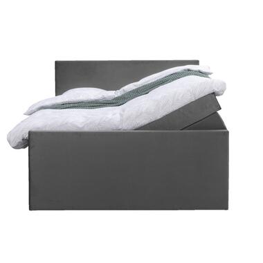 Boxspring met opbergruimte en voetbord Liv egaal - grijs - 140x200cm - Leen Bakker