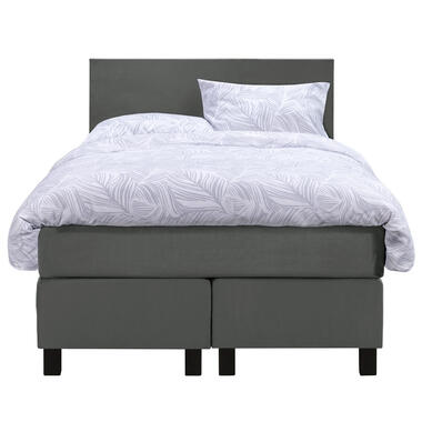 Boxspring Liv egaal - grijs - 120x200 cm - vierkante poot - Leen Bakker
