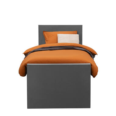 Boxspring met voetbord Liv egaal - grijs - 90x200 cm - vierkante poot - Leen Bakker