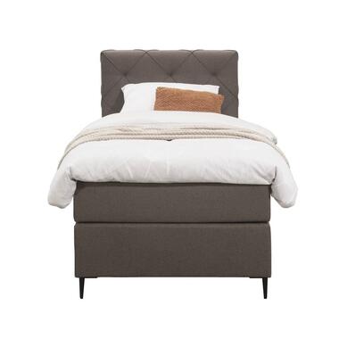 Boxspring Liv geruit - donkerbruin - 90x200 cm - slanke poot - Leen Bakker