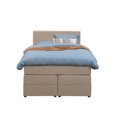 Boxspring met opbergruimte Liv geblokt - beige - 120x200 cm - Leen Bakker