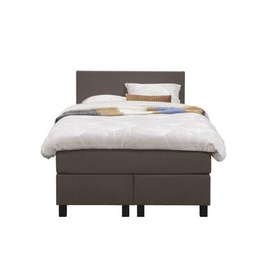 Boxspring Liv egaal - donkerbruin - 120x200 cm - vierkante poot - Leen Bakker