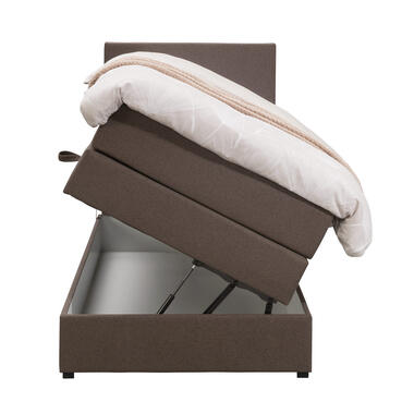Boxspring met opbergruimte Liv egaal - donkerbruin - 90x200 cm - Leen Bakker