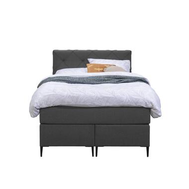Boxspring Liv geruit - antraciet - 120x200 cm - slanke poot - Leen Bakker