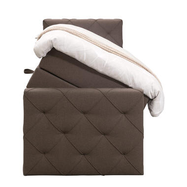 Boxspring met opbergruimte en voetbord Liv geruit - donkerbruin - 90x200cm - Leen Bakker
