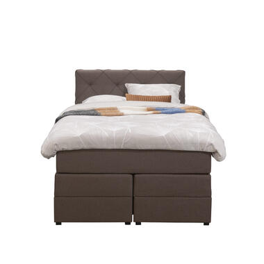 Boxspring met opbergruimte Liv geruit - donkerbruin - 120x200 cm - Leen Bakker