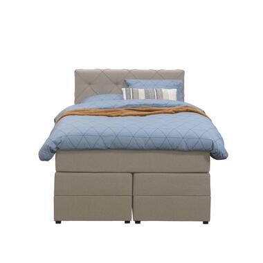 Boxspring met opbergruimte Liv geruit - beige - 120x200 cm - Leen Bakker