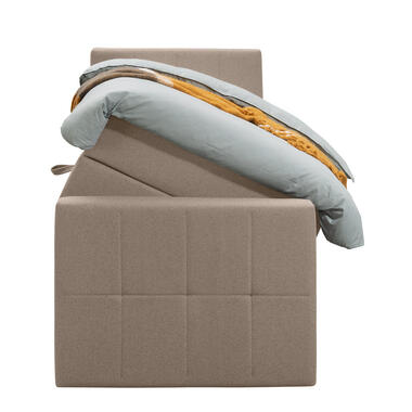 Boxspring met opbergruimte en voetbord Liv geblokt - beige - 90x200cm - Leen Bakker