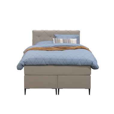 Boxspring Liv geruit - beige - 120x200 cm - slanke poot - Leen Bakker