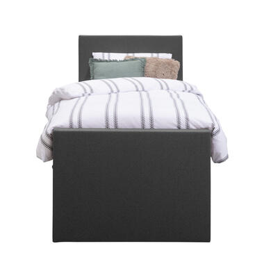 Boxspring met voetbord Liv egaal - antraciet - 90x200 cm - slanke poot - Leen Bakker