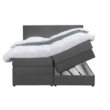 Boxspring met opbergruimte Liv egaal - grijs - 140x200 cm - Leen Bakker