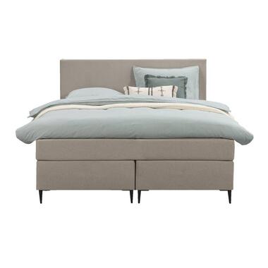 Boxspring Liv egaal - beige - 140x200 cm - slanke poot - Leen Bakker