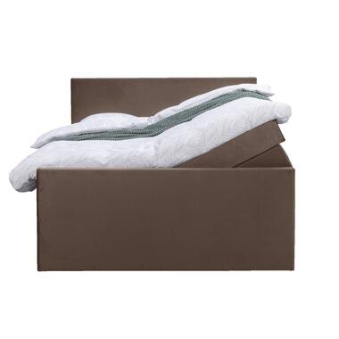 Boxspring met opbergruimte en voetbord Liv egaal - bruin - 140x200cm - Leen Bakker