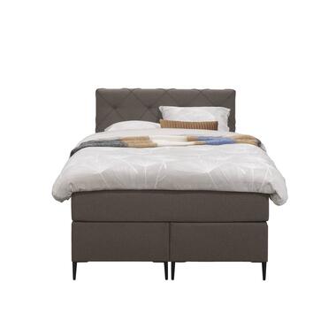 Boxspring Liv geruit - donkerbruin - 120x200 cm - slanke poot - Leen Bakker