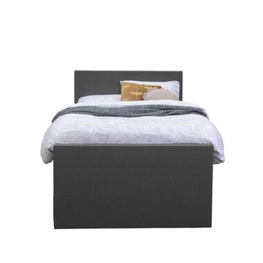 Boxspring met voetbord Liv egaal - antraciet - 120x200 cm - ronde poot - Leen Bakker