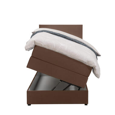 Boxspring met opbergruimte Liv egaal - bruin - 90x200 cm - Leen Bakker