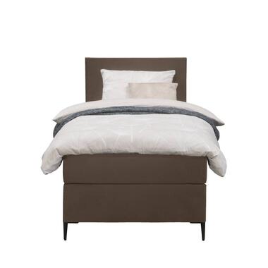 Boxspring Liv egaal - bruin - 90x200 cm - slanke poot - Leen Bakker