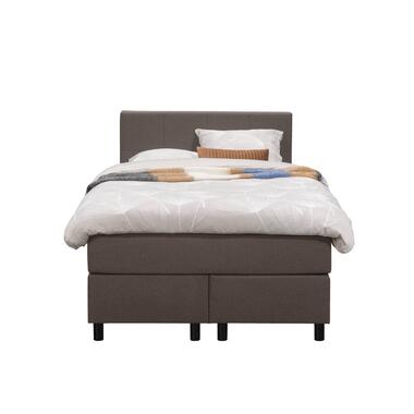 Boxspring Liv geblokt - donkerbruin - 120x200 cm - ronde poot - Leen Bakker