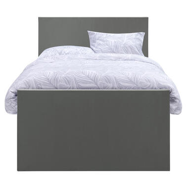 Boxspring met voetbord Liv egaal - grijs - 120x200 cm - ronde poot - Leen Bakker