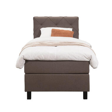 Boxspring Liv geruit - donkerbruin - 90x200 cm - vierkante poot - Leen Bakker