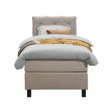 Boxspring Liv geruit - beige - 90x200 cm - vierkante poot - Leen Bakker