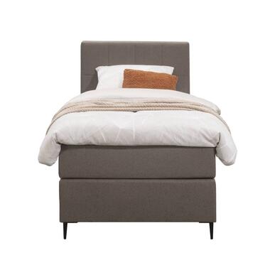 Boxspring Liv geblokt - donkerbruin - 90x200 cm - slanke poot - Leen Bakker
