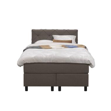 Boxspring Liv geruit - donkerbruin - 120x200 cm - ronde poot - Leen Bakker