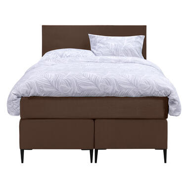 Boxspring Liv egaal - bruin - 120x200 cm - slanke poot - Leen Bakker