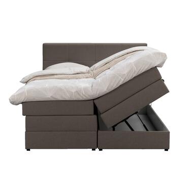 Boxspring met opbergruimte Liv geblokt - donkerbruin - 180x200 cm - Leen Bakker