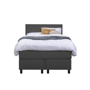 Boxspring Liv egaal - antraciet - 120x200 cm - ronde poot - Leen Bakker